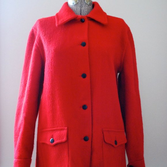 Vibrant Red Hudson's Bay Company Wool Coat - Picture 2 of 8